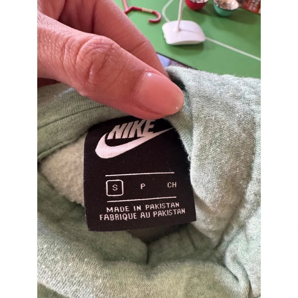 Nike Funnel Neck Hoodie Small Mint Green Heather Cotton Blend Fleece Excellent